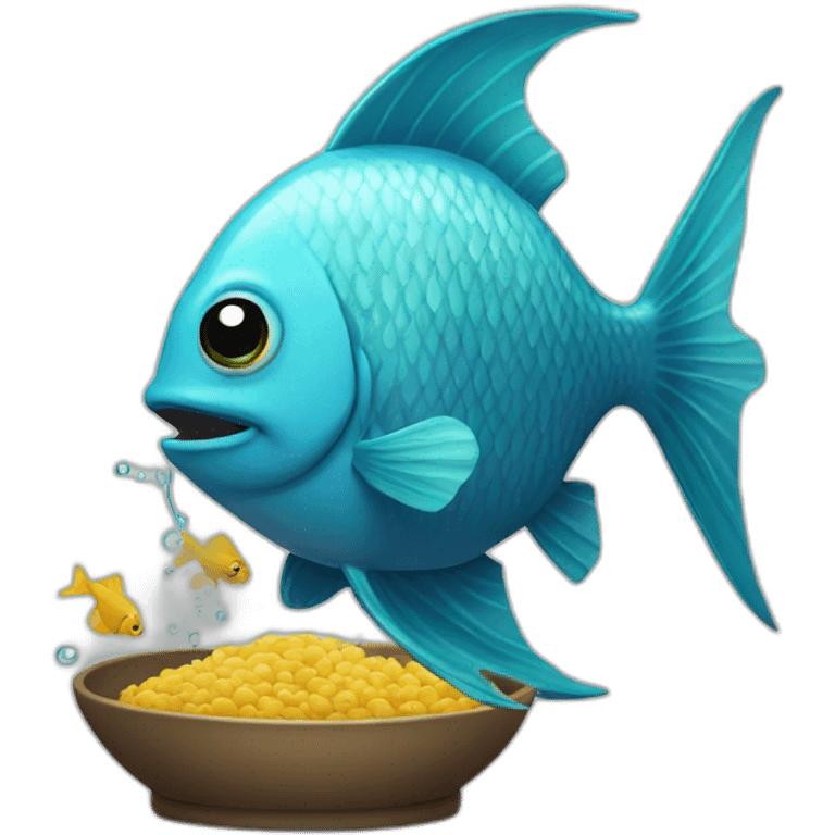 a fish with a bowl haed emoji