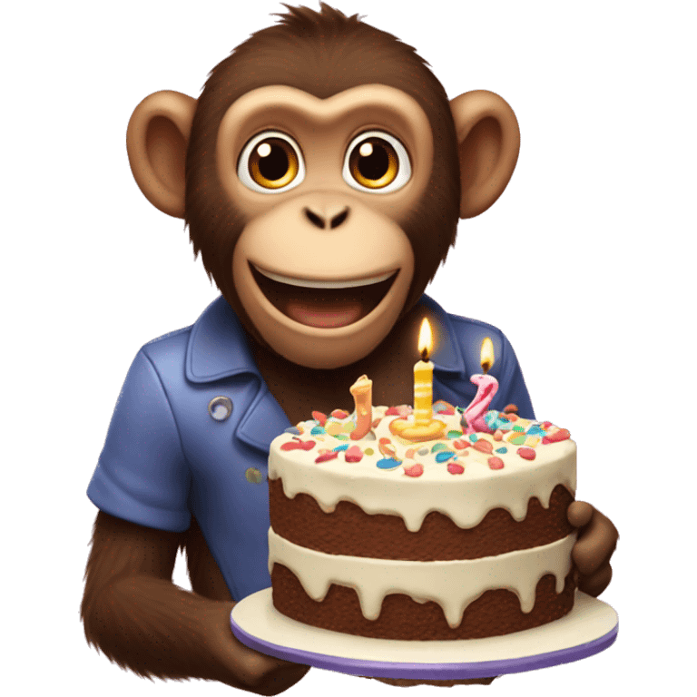 monkey with birthday cake  emoji