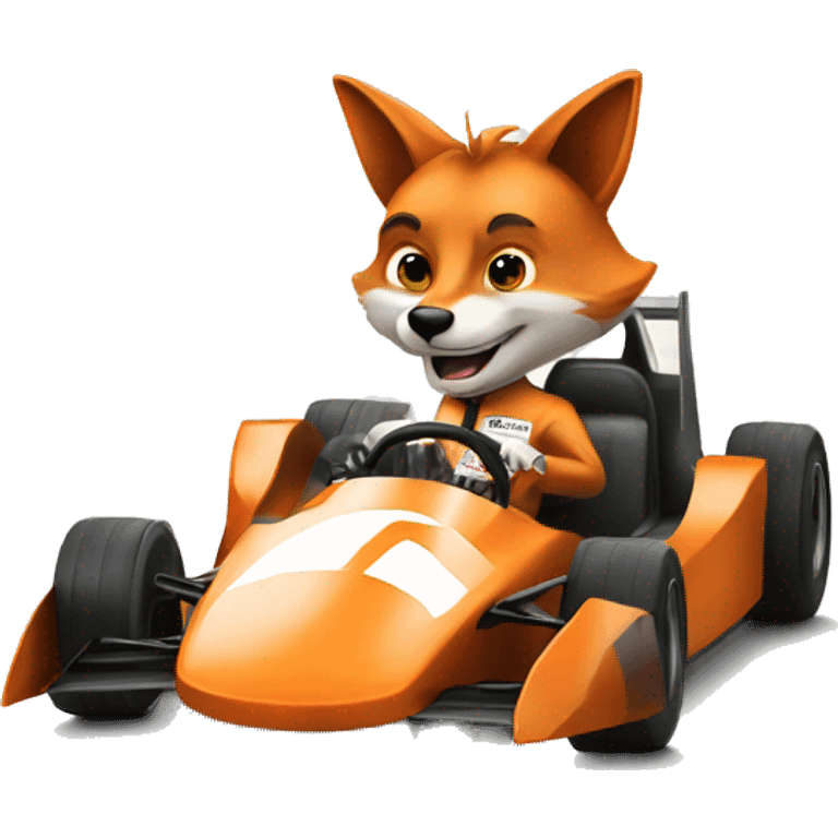 cartoon fox animal as a racing driver emoji