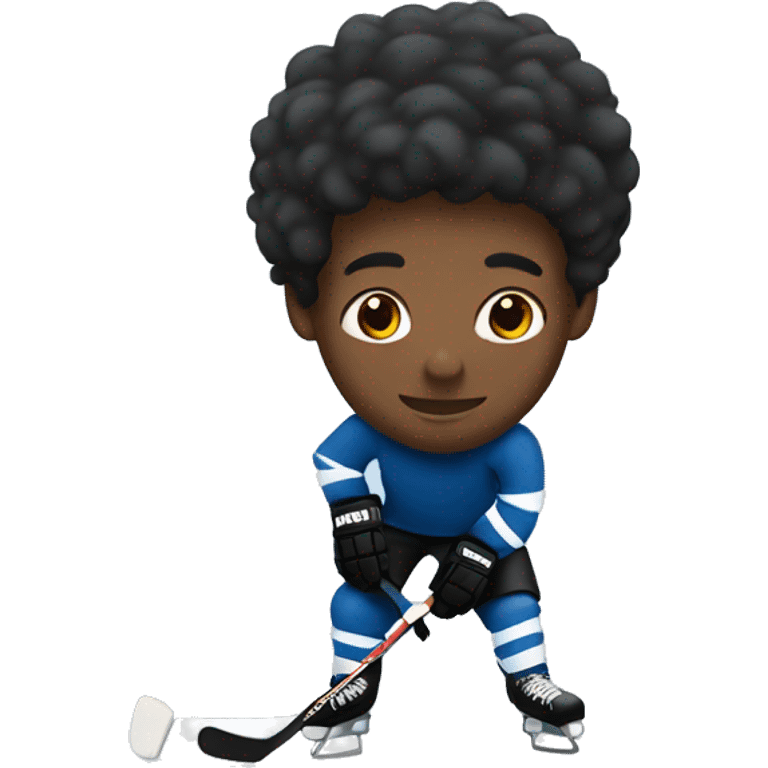 Black guy playing hockey emoji