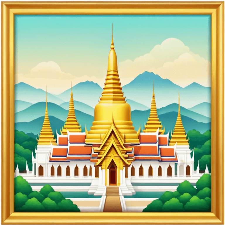 Grand Palace Bangkok Landmark Emoji – Featuring golden spires, Thai architecture, and the Emerald Buddha Temple. emoji