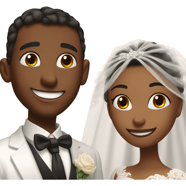 happy couple on wedding day close up emoji