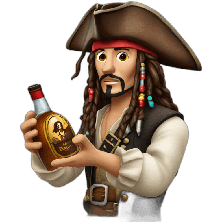 Captain Jack Sparrow and bottle of rum emoji