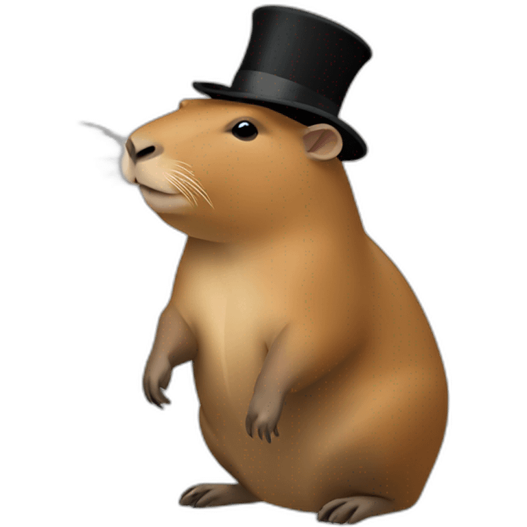 Capybara in a black top hat full body side view emoji