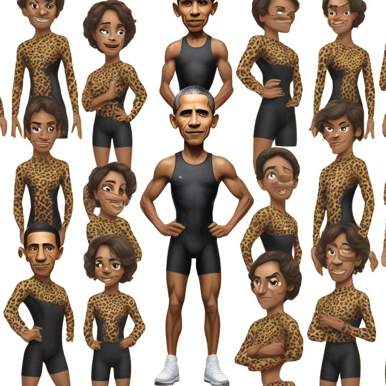 Photorealistic Obama Obama Obama Obama  Obama but he’s dressed in a 80s spandex leopard print workout unitard Obama Obama Obama Obama Obama short hair Obama wrinkles hair Barack Obama hope poster Obama emoji