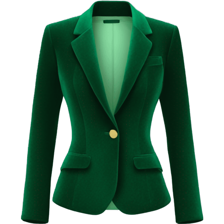 Realistic isolated side view of a emerald green velvet feminine fashion blazer jacket. emoji