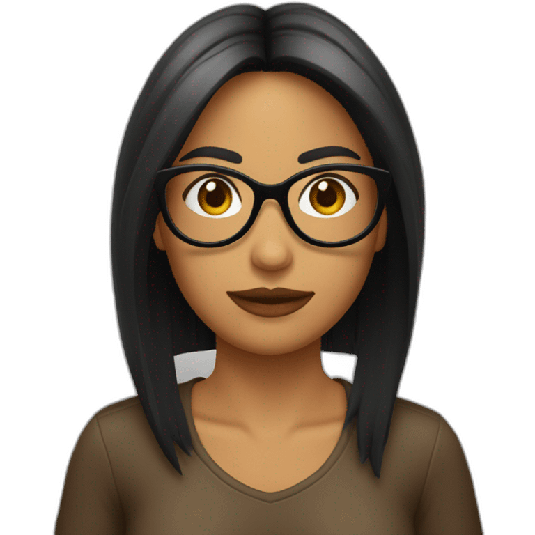 Chica pelo corto liso negro y marrón con gafas emoji