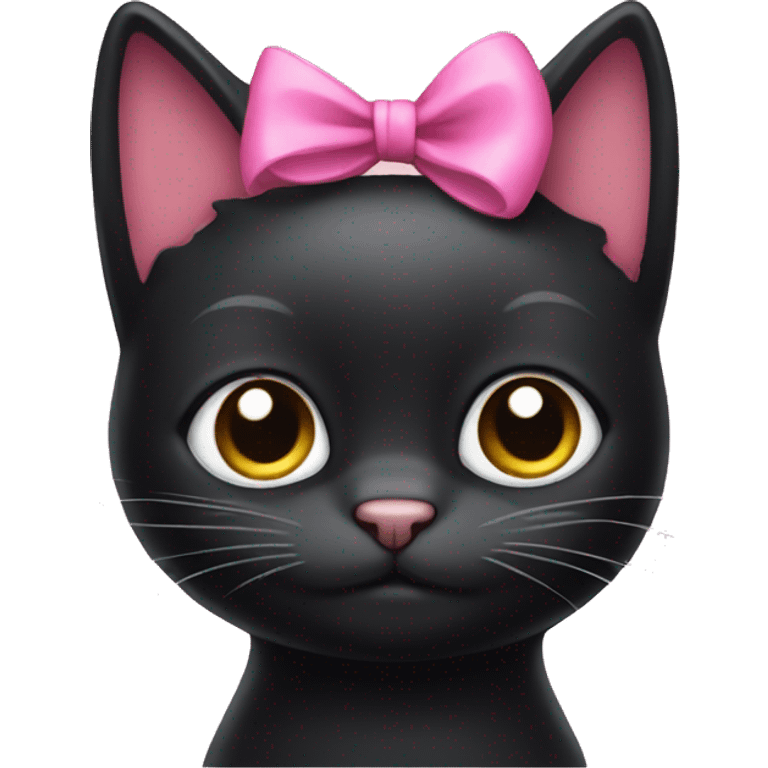 Black cat with a pink Bow emoji