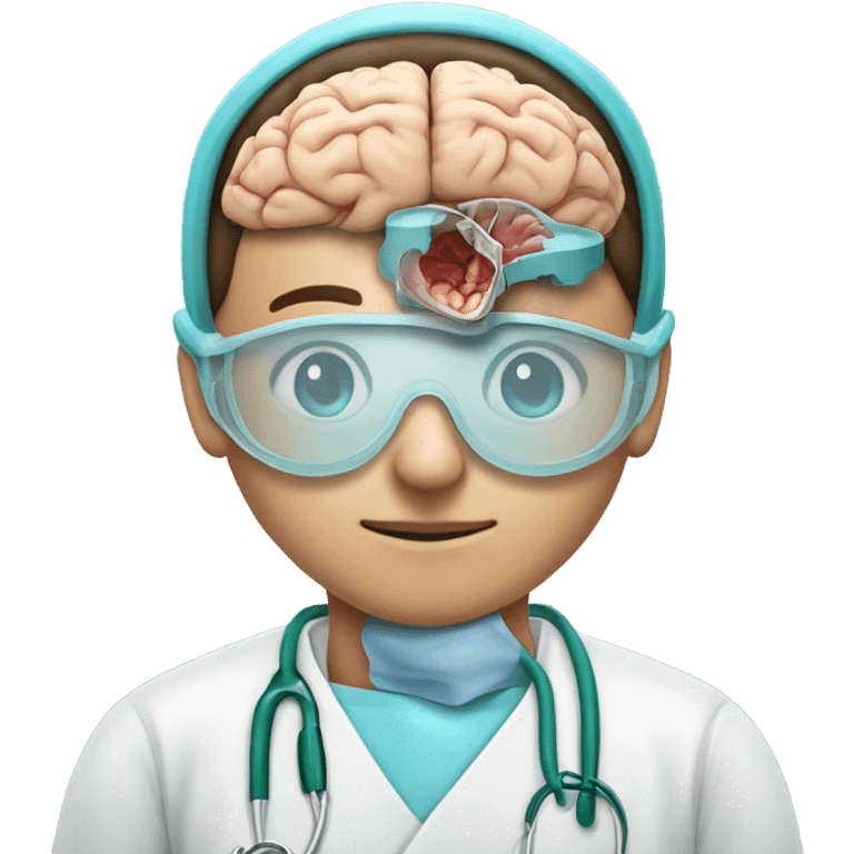 Brain surgeon operating on an open skull cortex  emoji