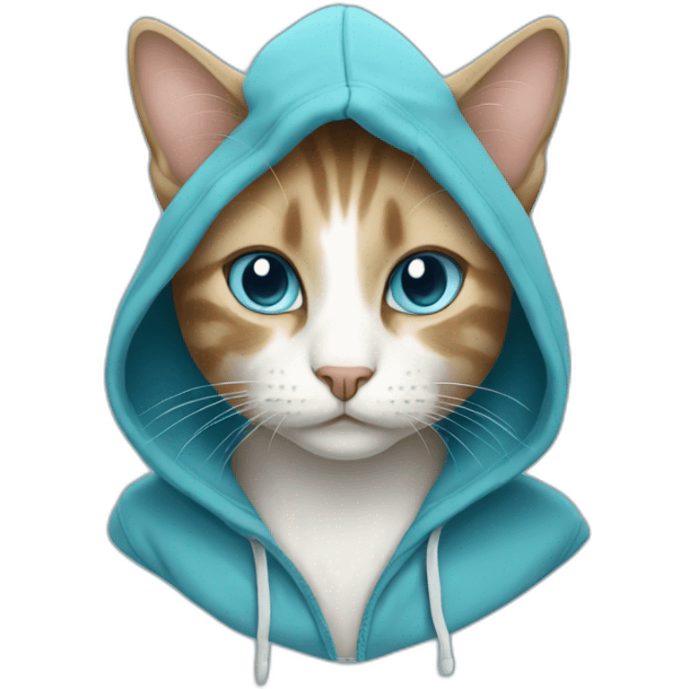 Cat in hoodie blue eyes emoji