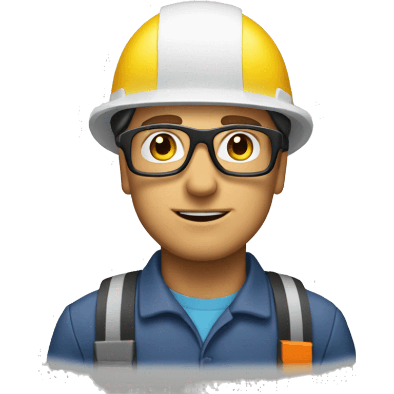 Caucasianman wearing safety helmet, glases and earplugs emoji