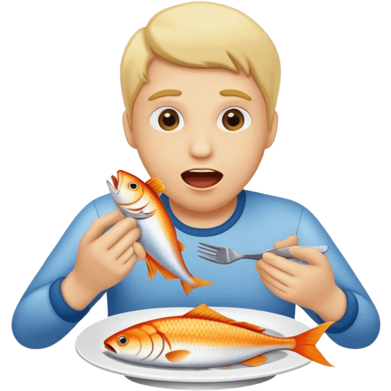 white eating fish emoji