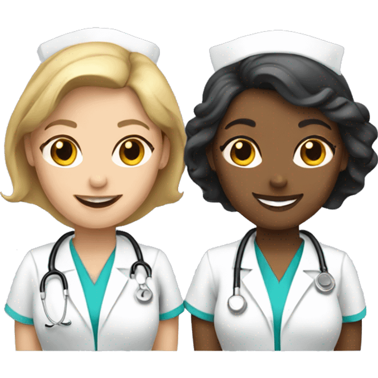 three white female nurse friends emoji