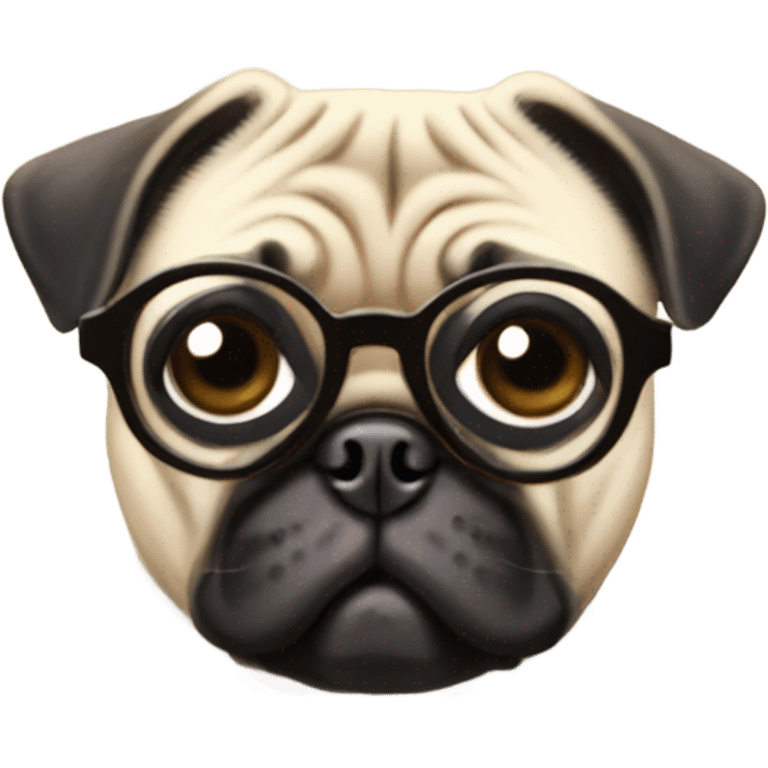 Pug with glasses  emoji