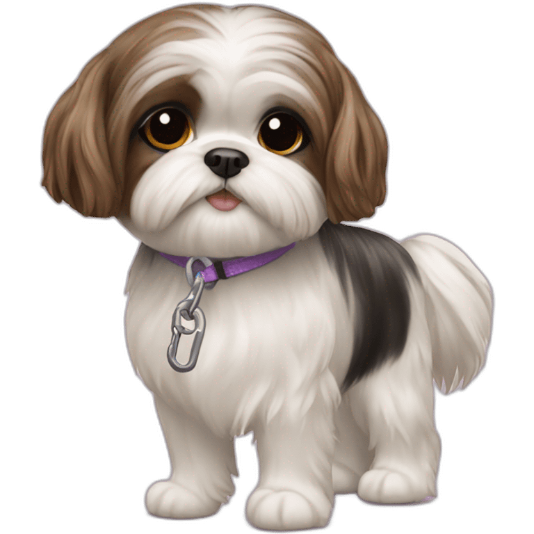 girl walking shih tzu on leash emoji