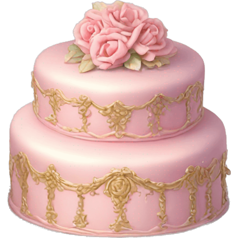 Vintage, highly detailed, rococo, Victorian, Birthday cake, light pink emoji