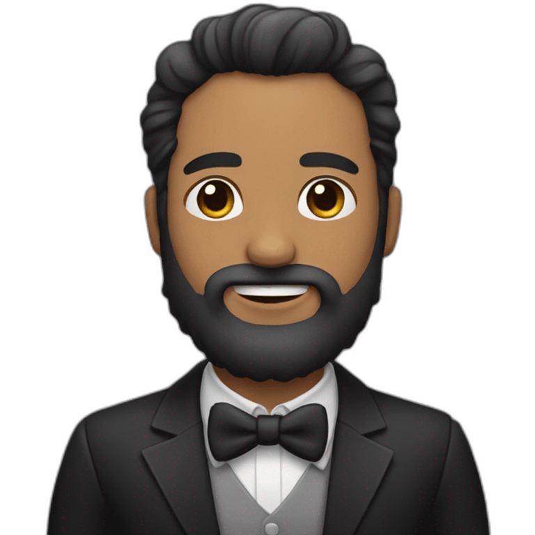 Hombre guapo con barba con perro negro emoji