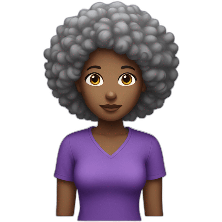 black girl with afro and purple shirt emoji