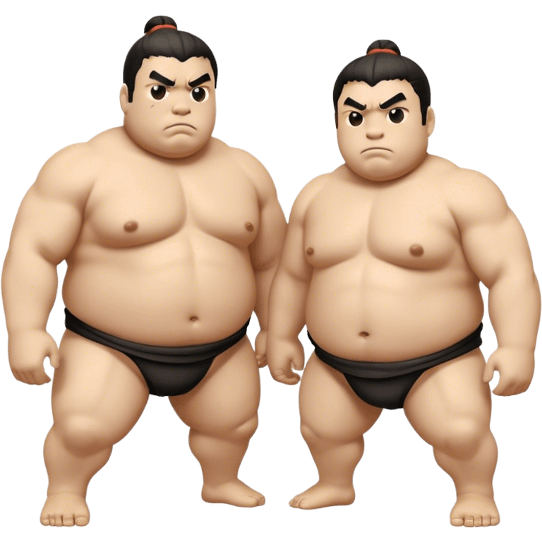 Cinematic Realistic Sumo Wrestling Emoji, depicted as an intense sumo match featuring powerful wrestlers in traditional mawashi, rendered with rich textures and dynamic dramatic lighting that captures the raw intensity of the sport. emoji