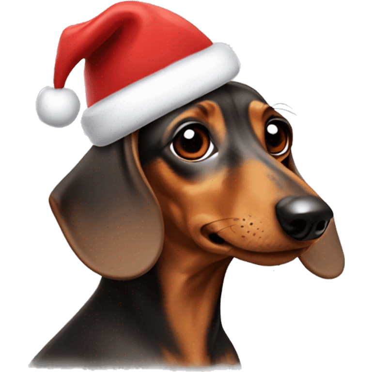 Dachshund with a santa hat emoji