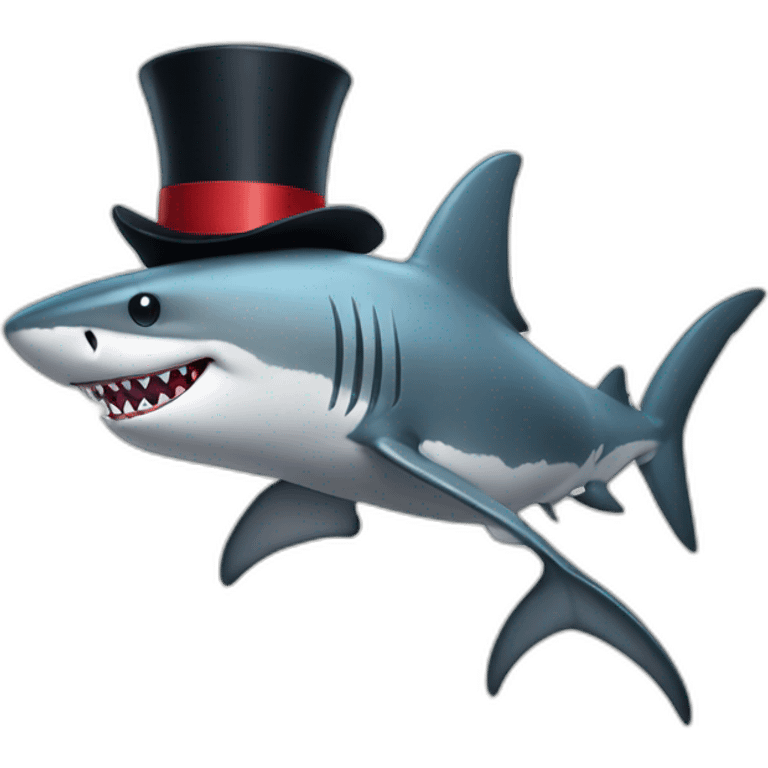 Shark with a top hat emoji