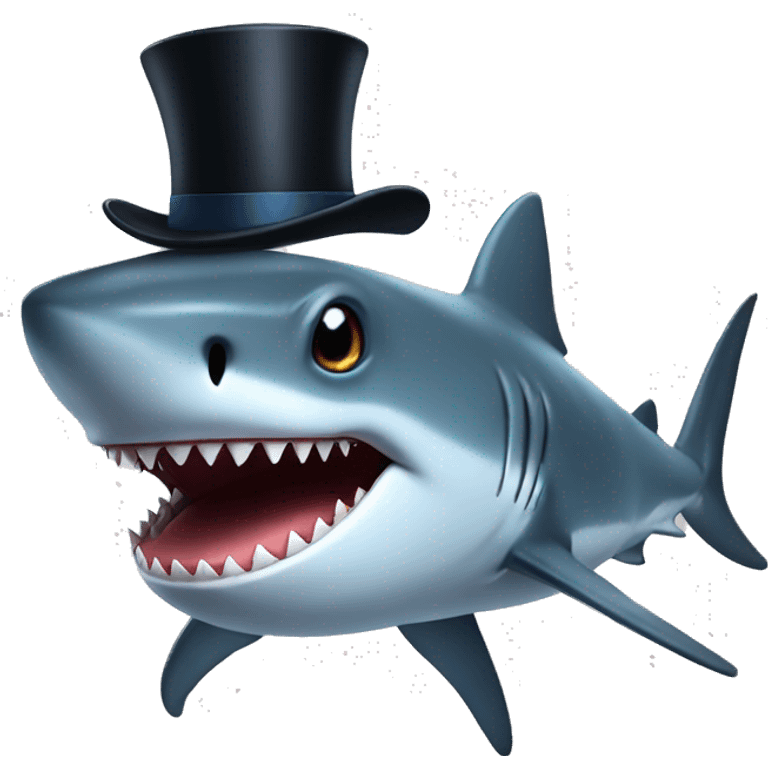 Shark with a top hat emoji