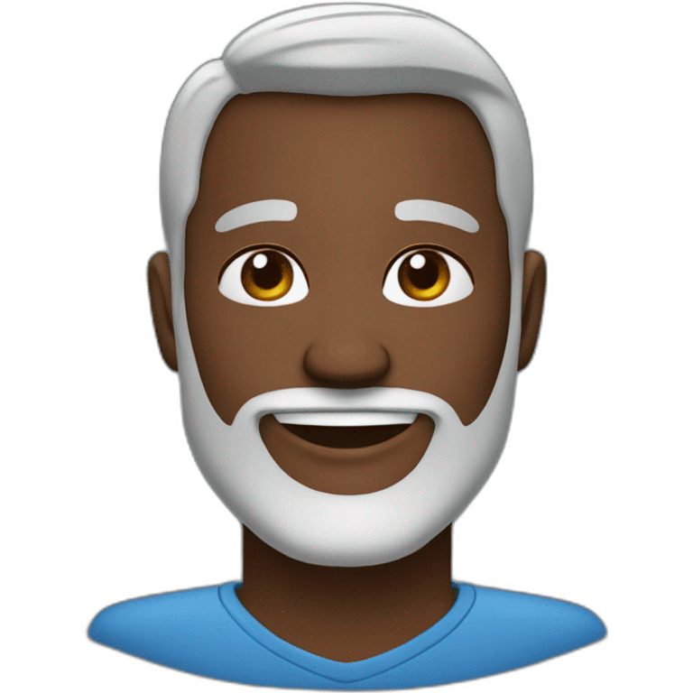 Personal coach with gray and white beard, earrings, beautiful smile, oval face and part on the right side, dark skin color, thick build emoji