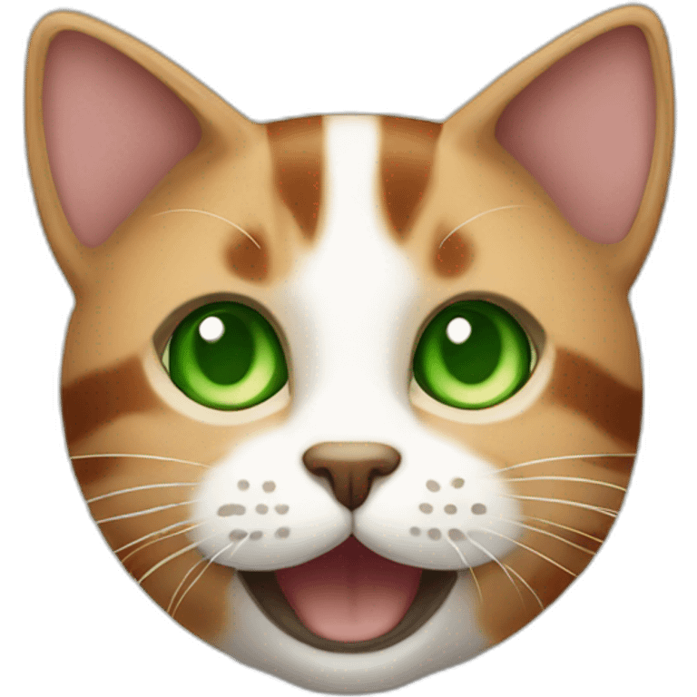 a cinnamon and white striped cat with green eyes emoji