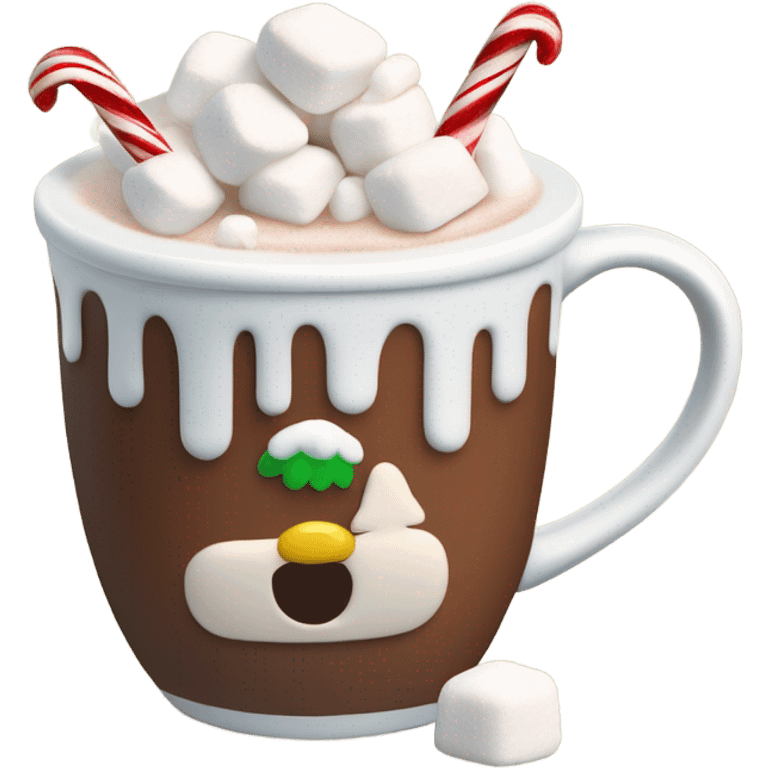 Hot chocolate with marshmallows Christmas themed  emoji