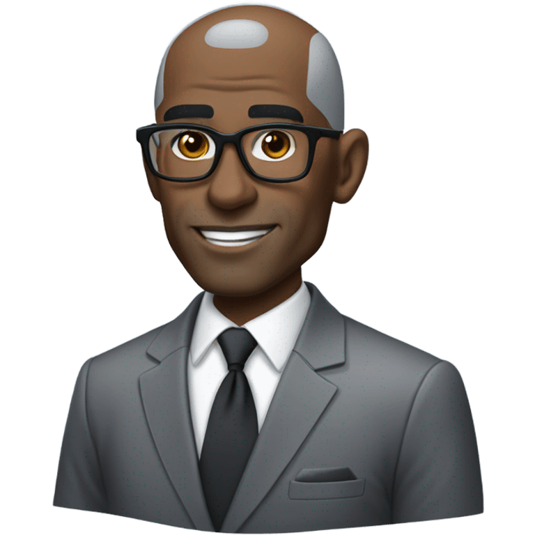 deon sanders with round face and suit and glasses and buzz cut and small eyes and over 50 small gray bearded receding hairline and small black eyes and wrinkled forehead emoji