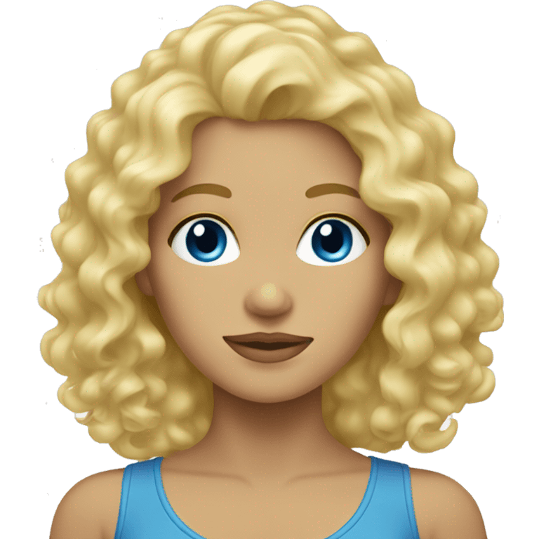 Blonde, curly, female, blue eyes emoji