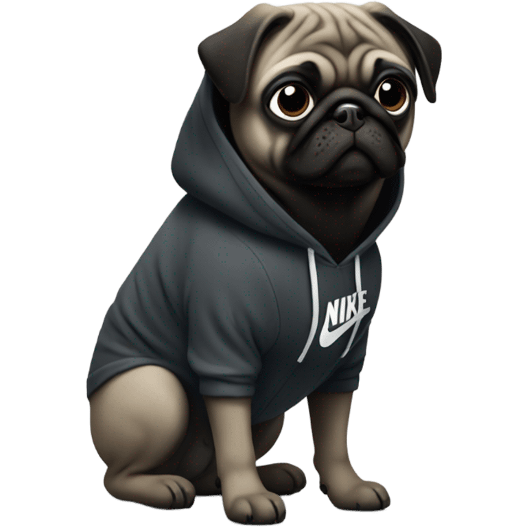 Pug wearing a Nike hoodie emoji