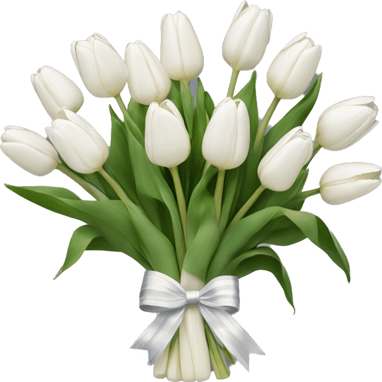 bouquet of white tulips with a bow emoji