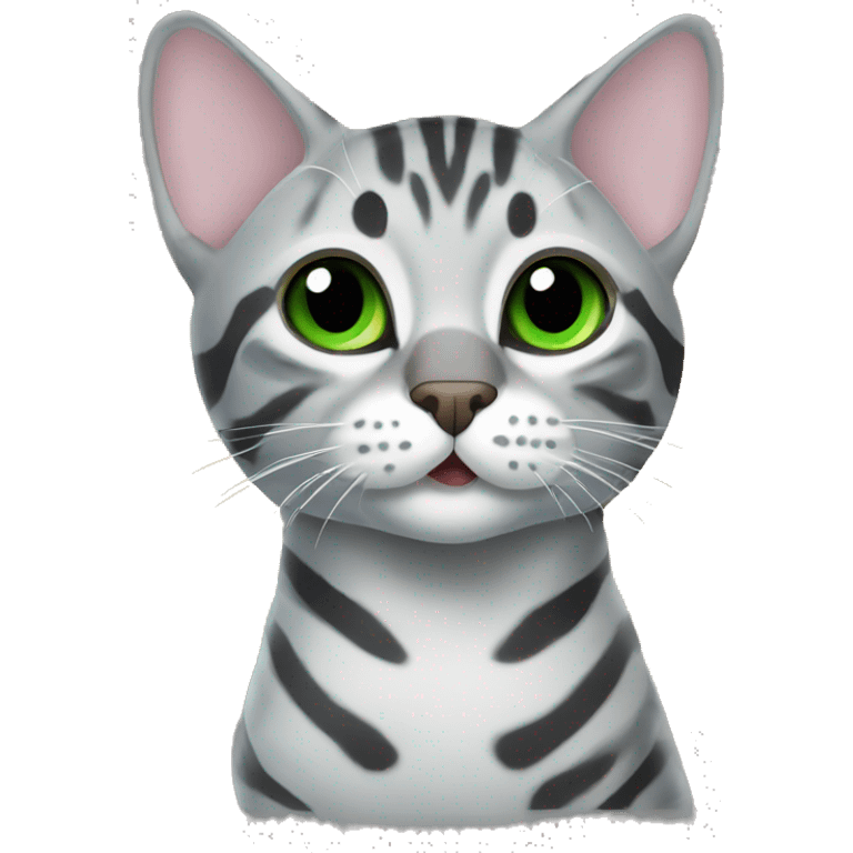 Grey bengal cat with green eyes in an ultrasound scan emoji