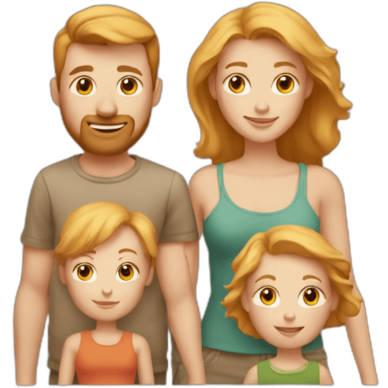 White Family with 3 kids, 2 girls and 1 son,  1 blonde father blind and mother ginger  emoji