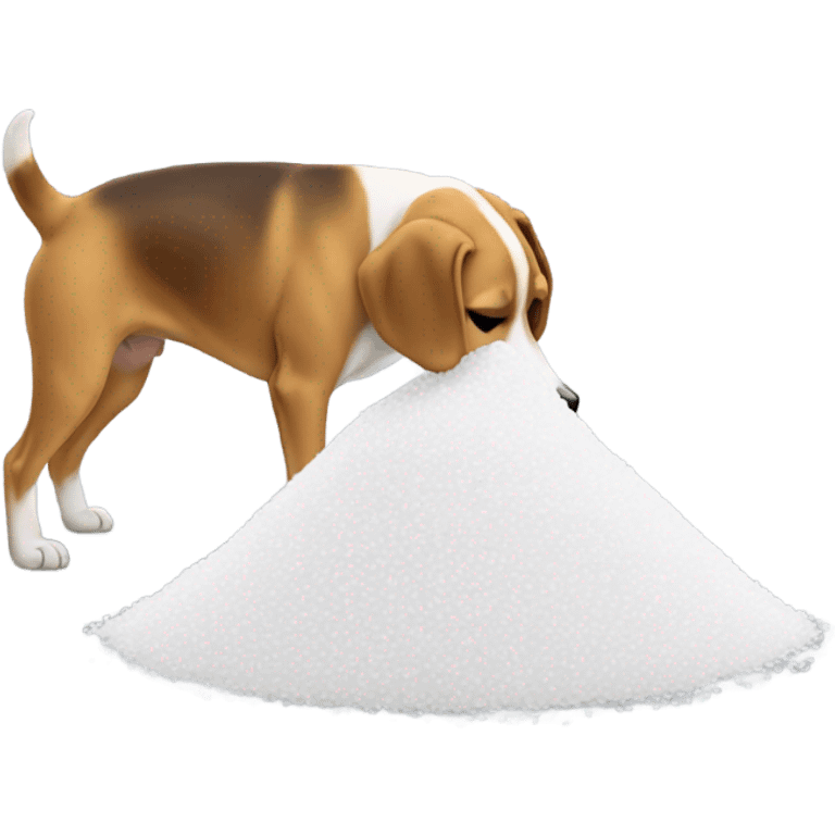 Dog smelling a pile of white sugar emoji