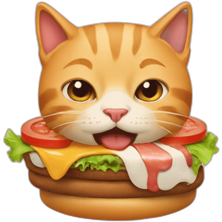 cat eats burger emoji