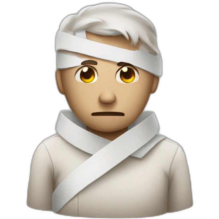 MAN covered IN BANDAGES sad expression emoji