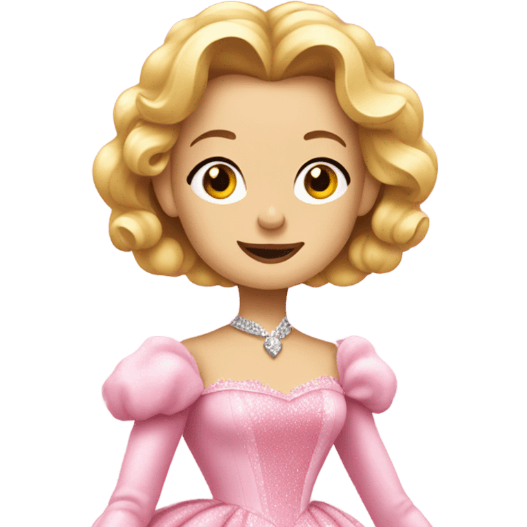 Glinda eating in a pink dress and jacket  emoji