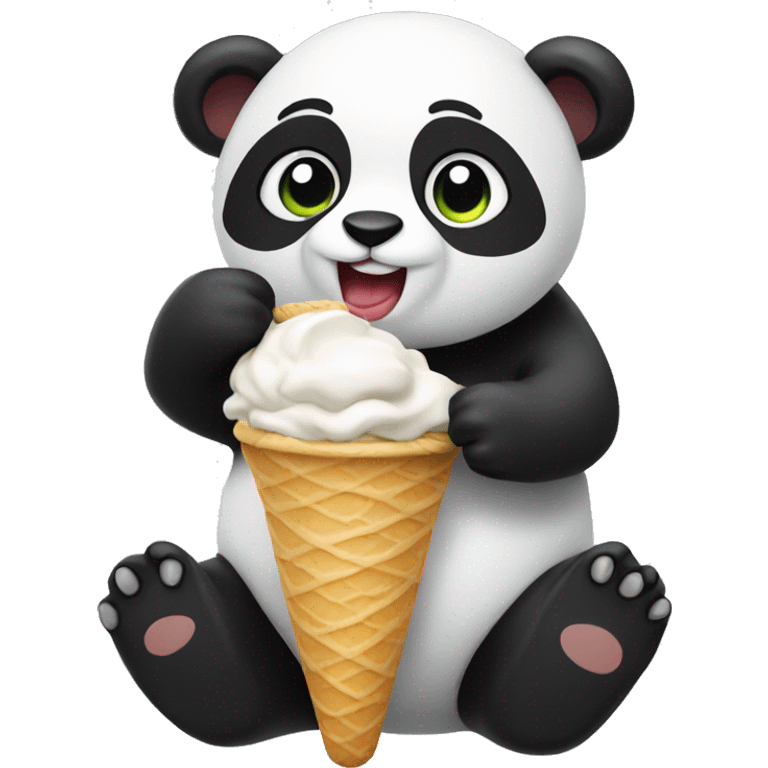 Panda eating ice cream emoji