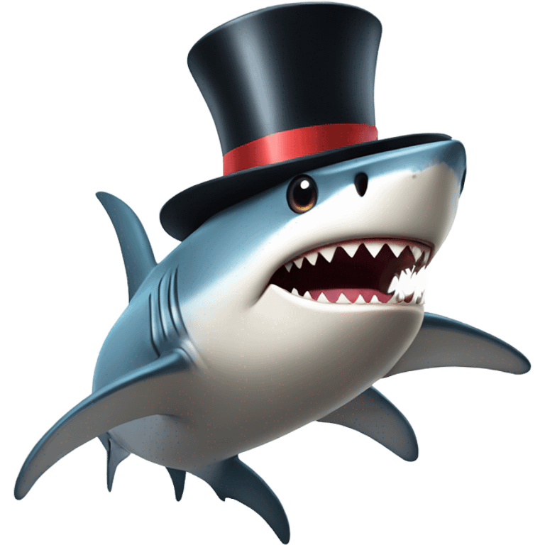 Shark with a top hat emoji