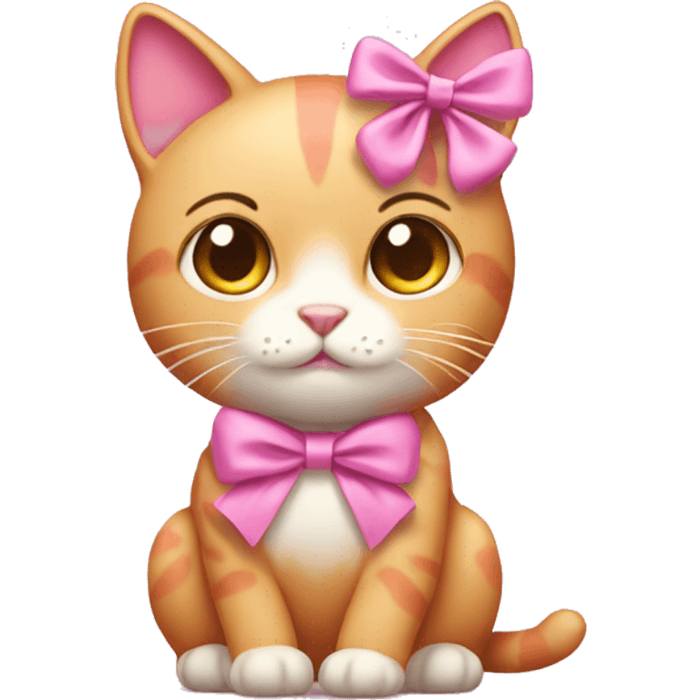 Pink cat with a bow on her ear emoji