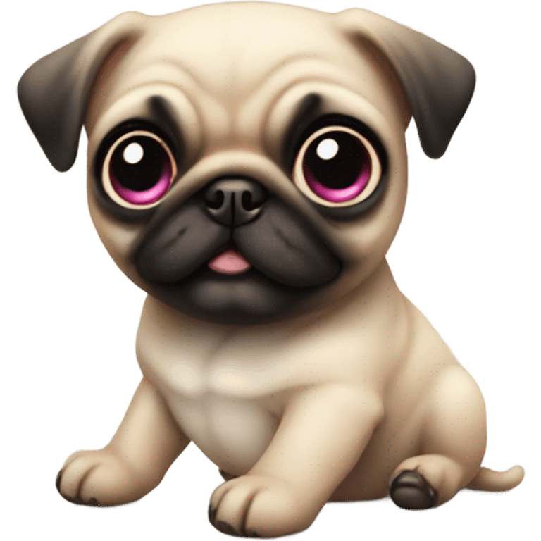 Baby pug with big pink
 eyes  emoji