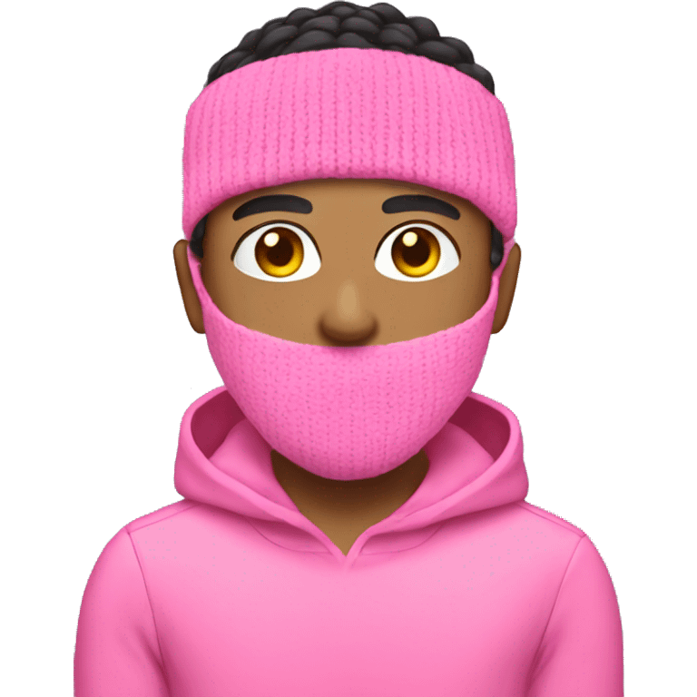 Lightskin with pink ski mask emoji