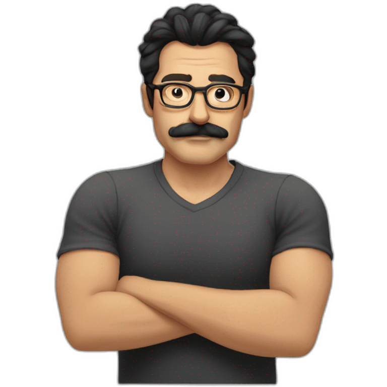 man middleage moustache blackhair strong glasses emoji