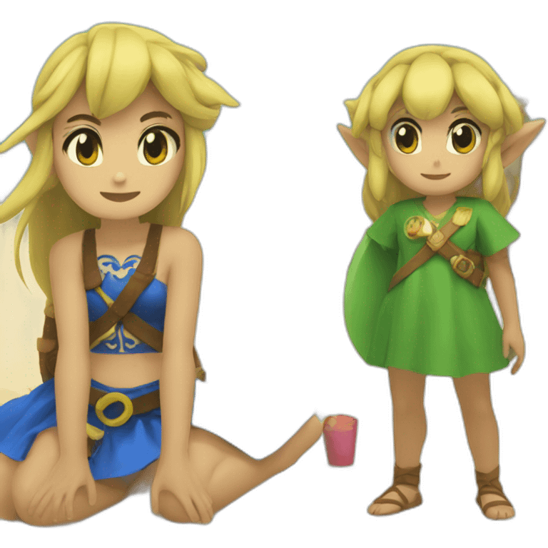 Zelda and link at the beach emoji