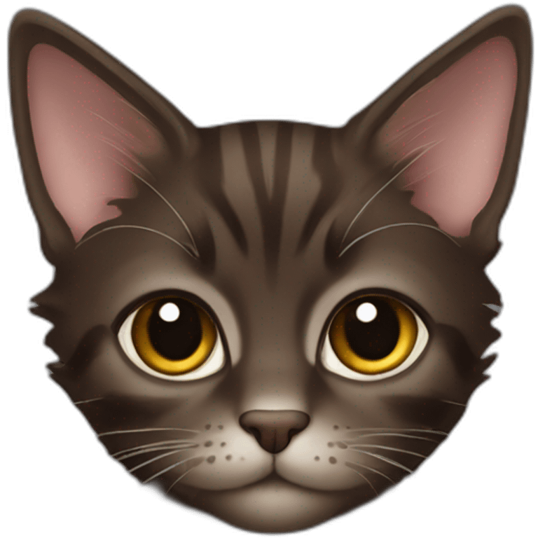 Tiny dark brown maincoon cat emoji