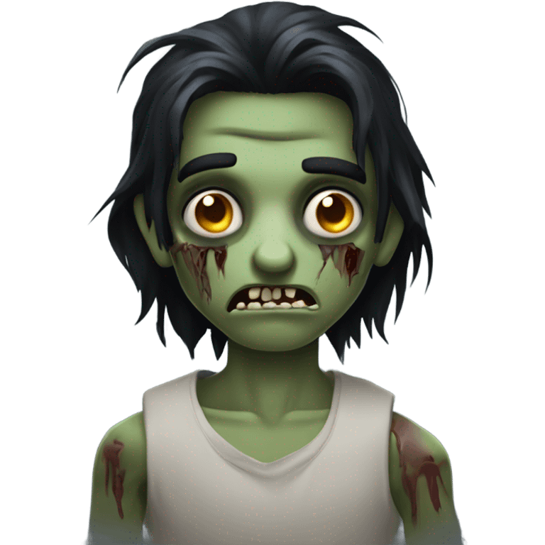 creepy boy zombie with medium long dark hair emoji