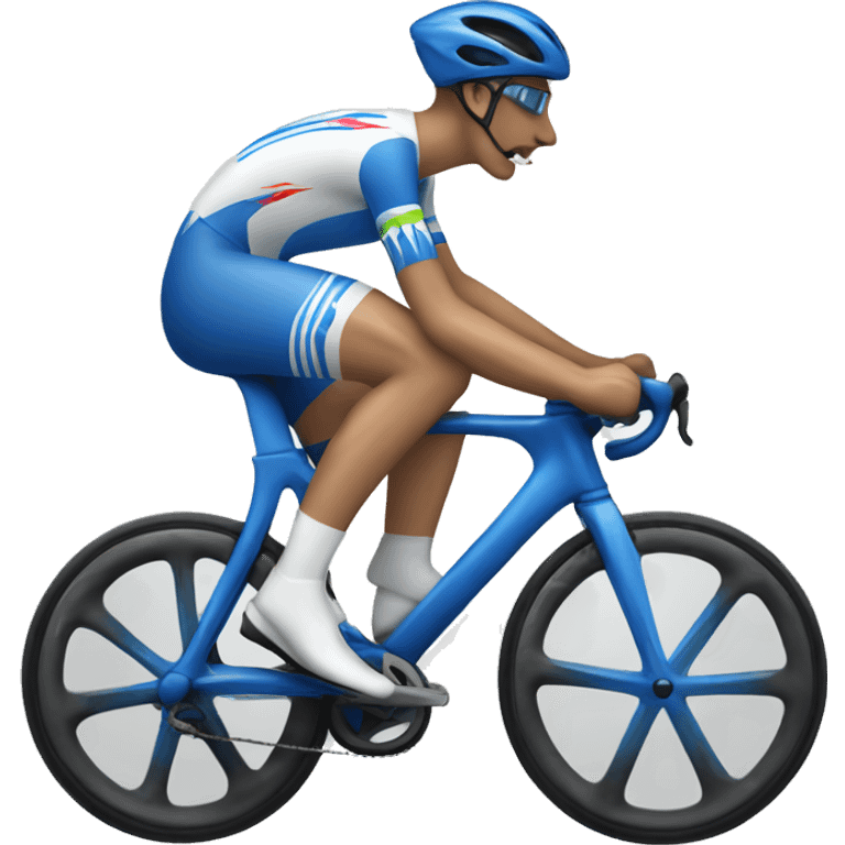 White Racing cyclist with blue flames emoji