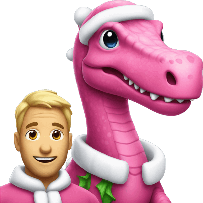 pink dino with santa claus emoji